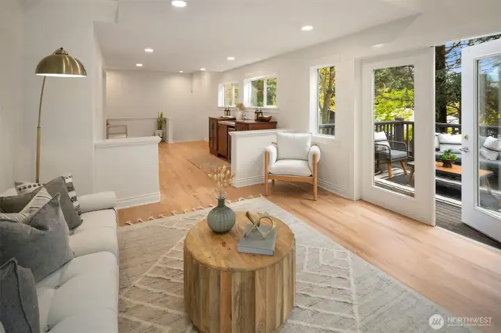 Family room going to deck and backyard.