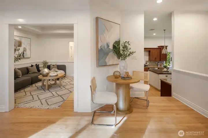 Peek into kitchen and living room.