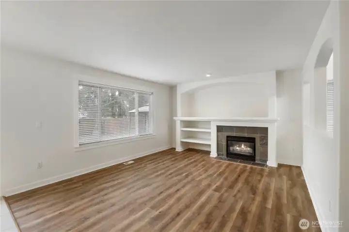 Living room with cozy gas fireplace