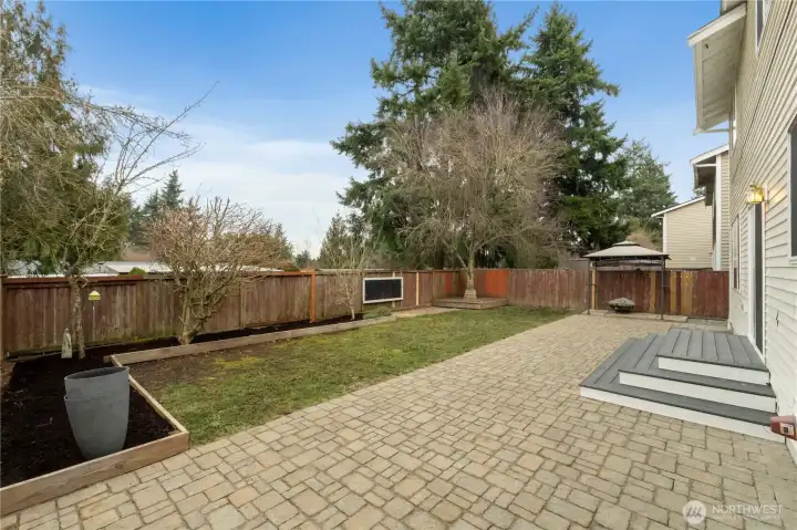 Flowerbeds in backyard for gardening.