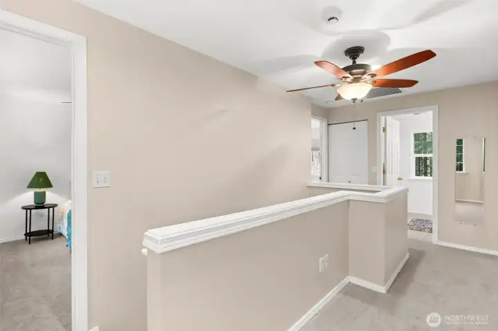 Upstairs to the bedrooms, new carpet throughout