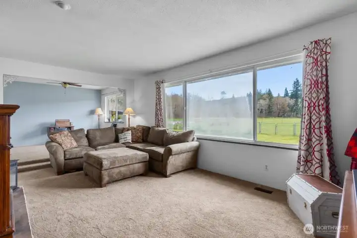 Formal living room with large picture window.