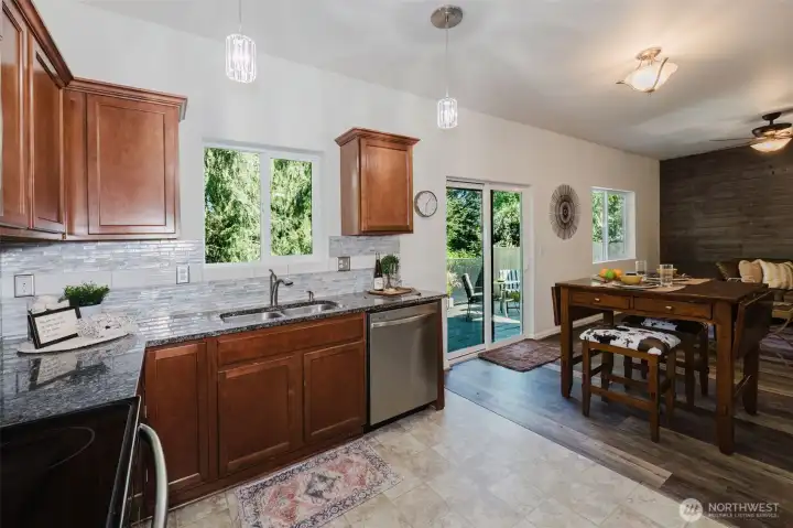 Kitchen and slider to back yard