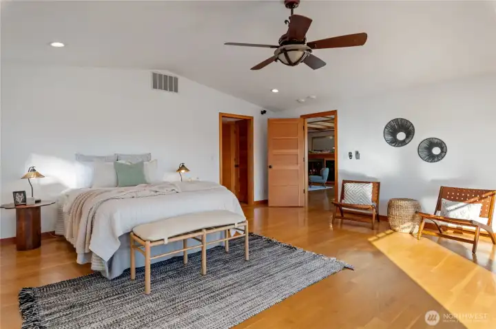 Primary suite is generous in size.
