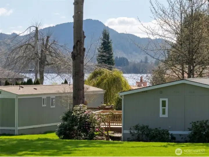 Lake Samish shoreline access with grassy  areas and dock approach for enjoying the  outdoors close to home
