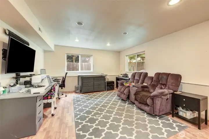 downstairs rec room with 2 bedrooms