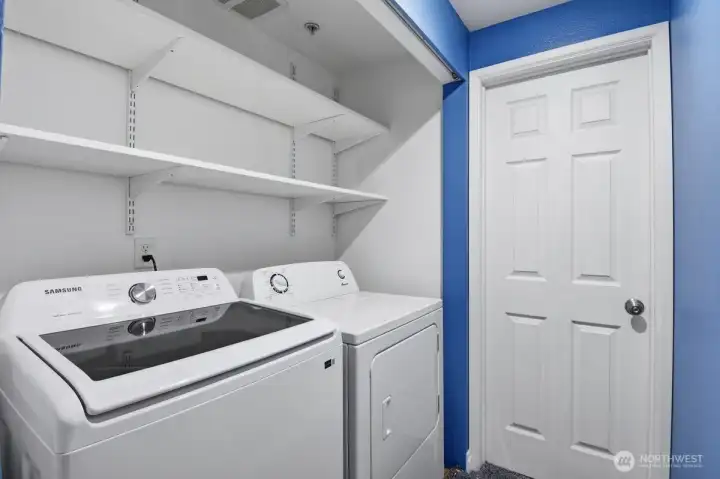 Laundry area near guest bathroom