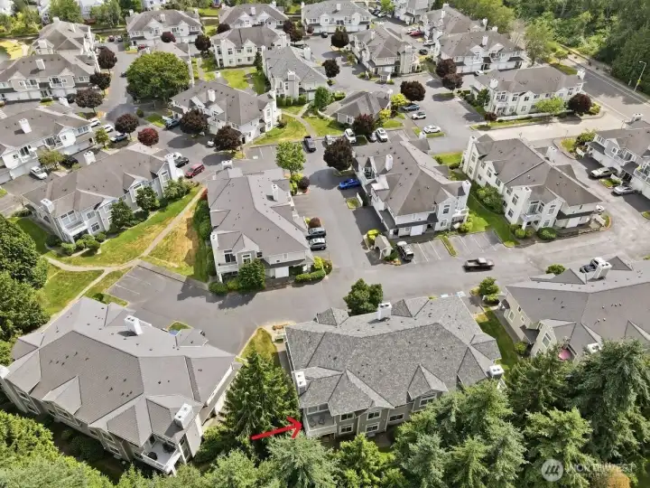 Aerial view relative to other buildings in West Bay
