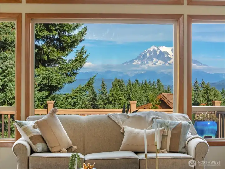 Imagine relaxing on your couch with the perfect view of Mt. Rainier.