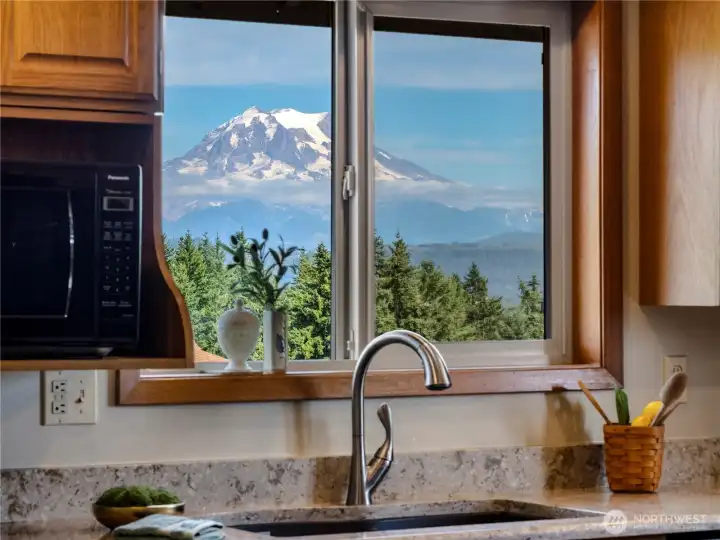 There's also a perfect mountain view from the window at the kitchen sink.