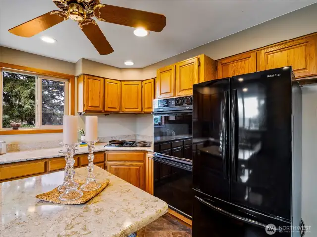 The kitchen has double ovens.