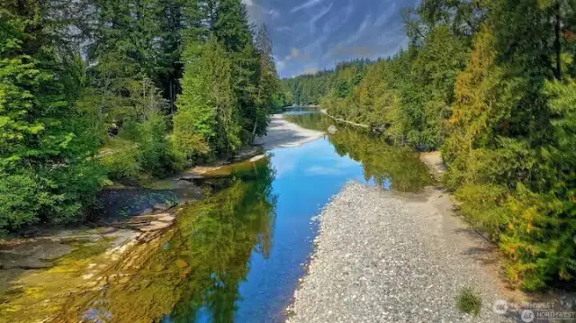 Lower river flow showing depth and swimming ledges.