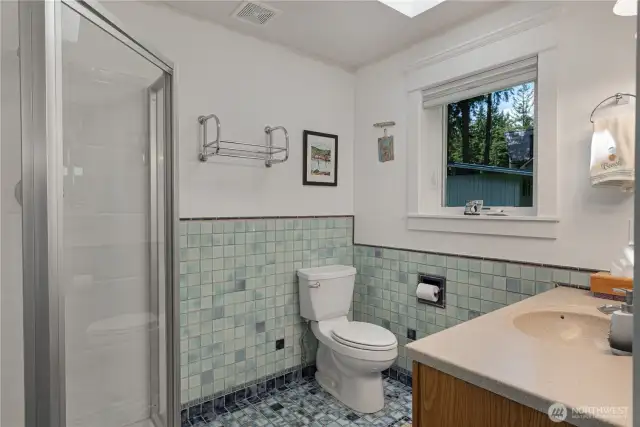Bathroom with shower.
