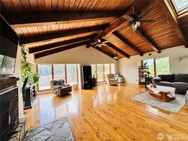 Living Room with View of Mountains and Lake