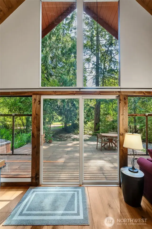 Nestled on two large lots, at the end of the road, you are quiet and secluded and able to unwind and restore.