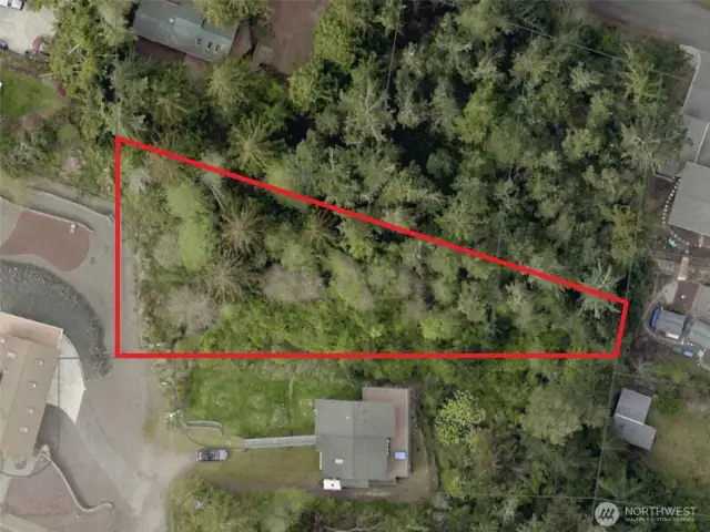 Overhead view with approximate boundaries in red.