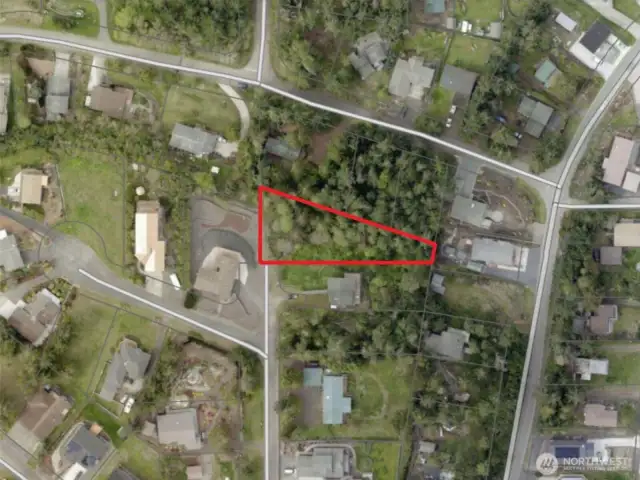 Overhead view with approximate boundaries in red.