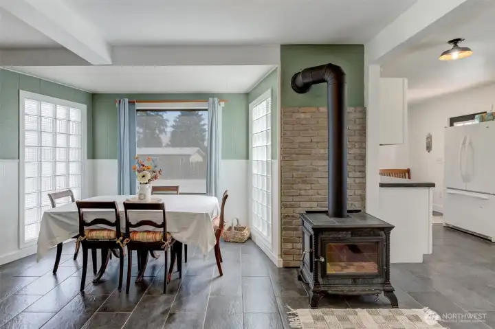 Dining and wood stove