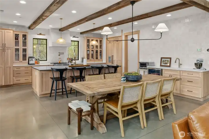Dining and Kitchen area with bar area to the side