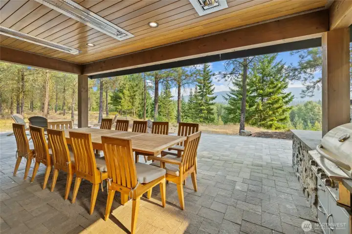 Outdoor patio with BBQ and Heaters
