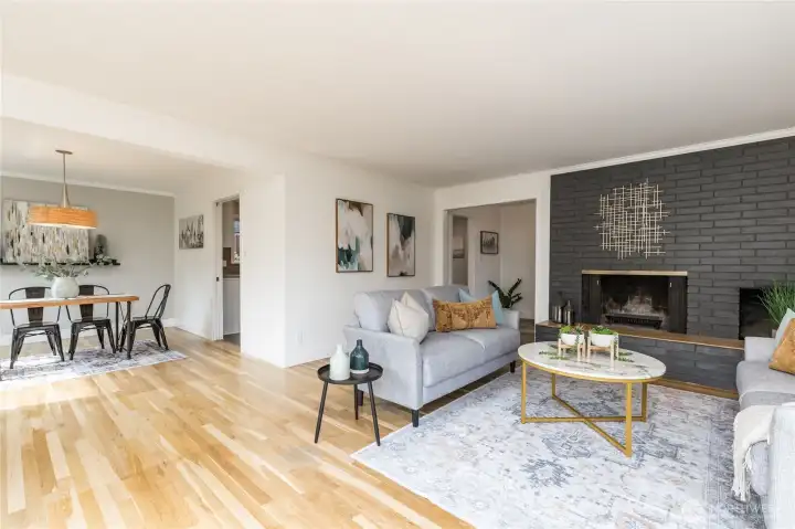 The hardwood floors throughout the home have been refinished to show off their natural beauty