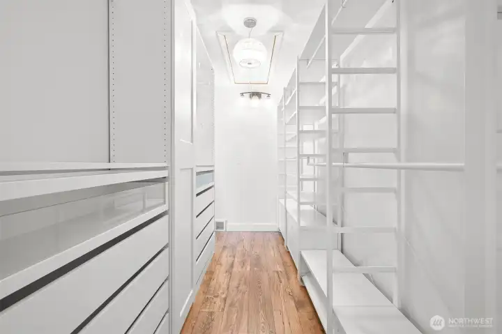 Ideal walk through closet accessible from the bathroom or bedroom