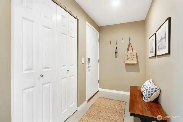 Entry to the unit is spacious and has large coat closet