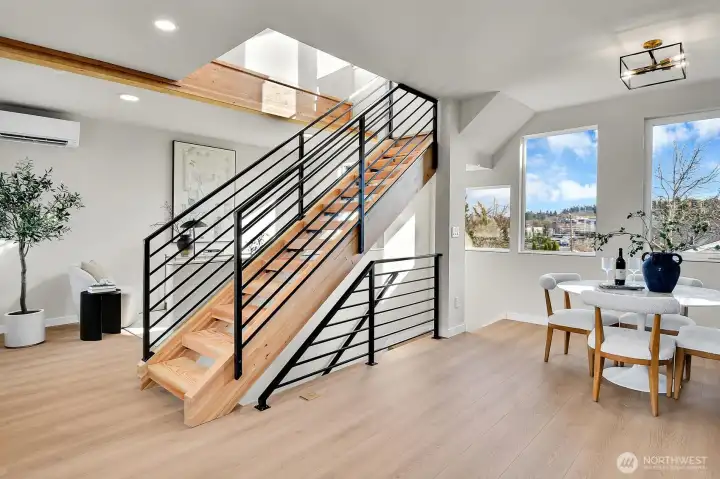 and the open stair above.