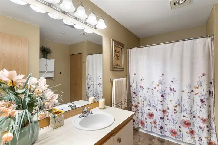 Just across the hall from your office/bedroom is a full bathroom!