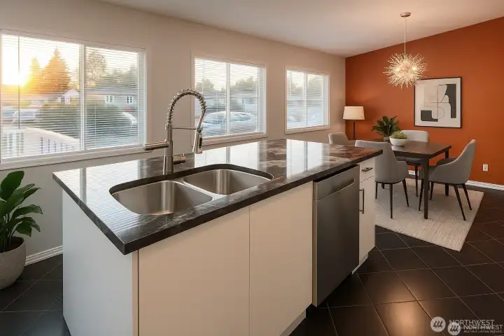 Great light throughout and ample room for your dining table.