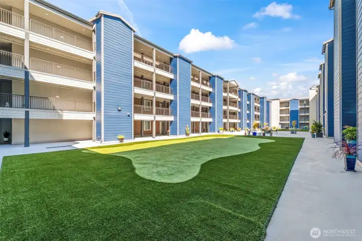 Don't forget to check out the fifth floor courtyard offering putting green and bocce ball