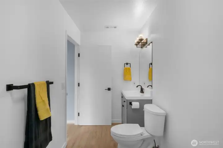 1/2 bath off the family room. Lots of space for extra storage, panty?