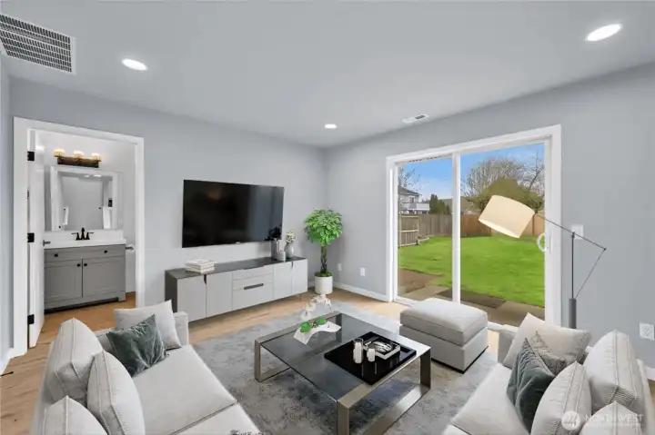 Good size family room just off the kitchen with access to the huge back yard that's fully fenced.