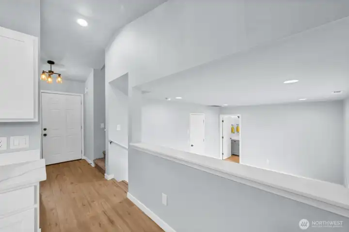 Kitchen open to the family room.