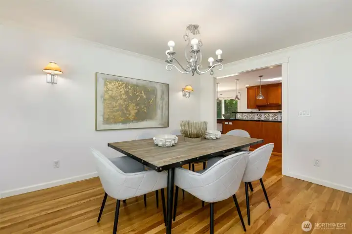 dining room open to kitchen