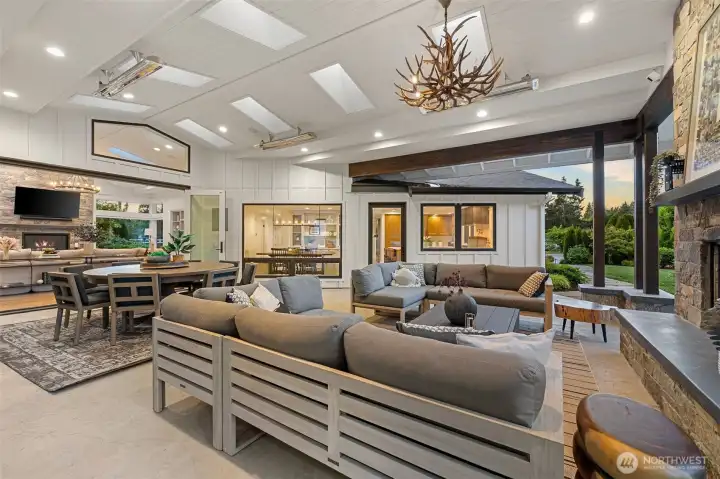 True Extension of the Home into the Outdoor Living Space with Heat Lamps.