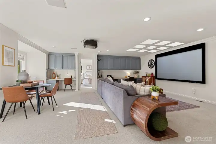 Bonus Media Room with Projector Screen & System.