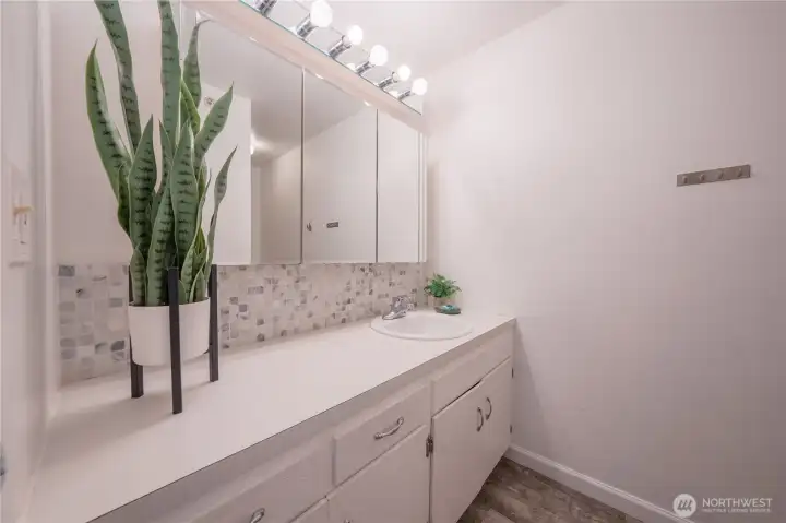 3/4 bath with plenty of counter space