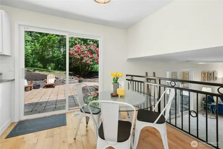 Kitchen eat in space, overlooks lower level living.