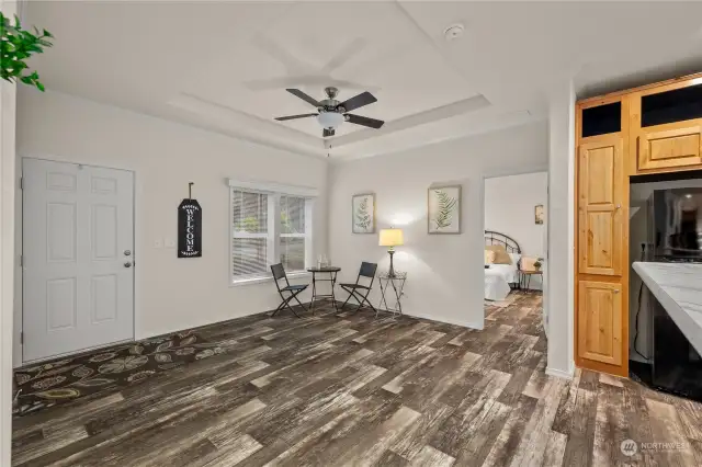 Ceiling fan in entry and living room