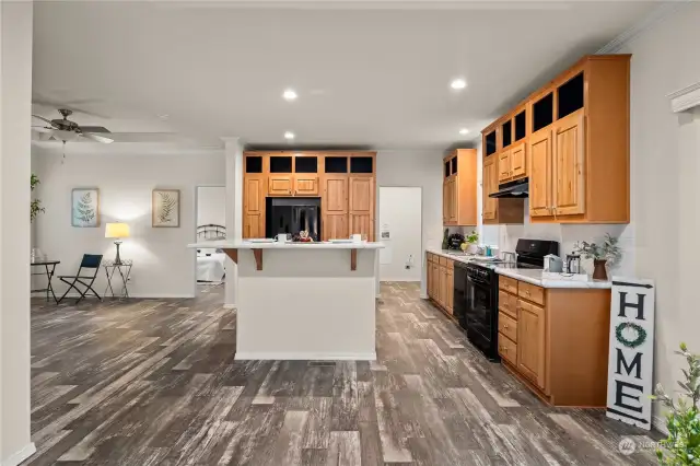 Kitchen with eating area.