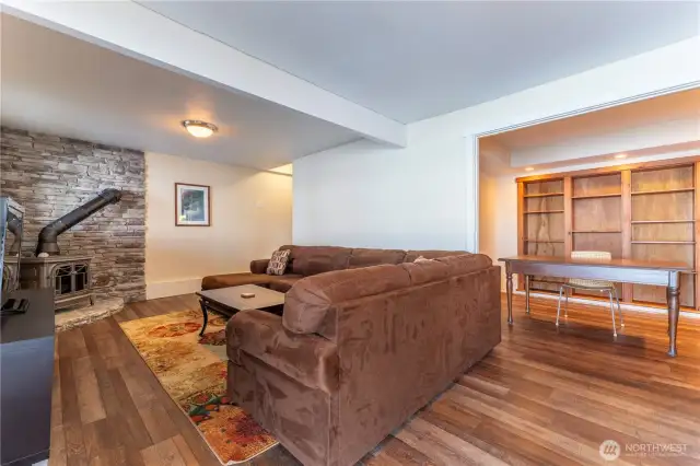 basement family room and office