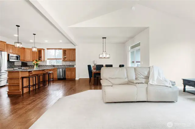 Open Concept Living room, Dining & Kitchen
