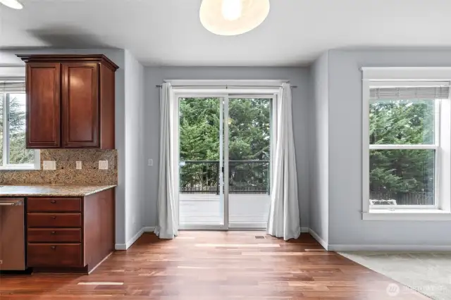 Kitchen eating nook, slider out to deck