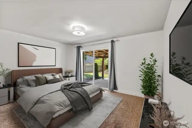 Vertually staged primary bedroom