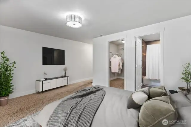 Vertually staged primary bedroom