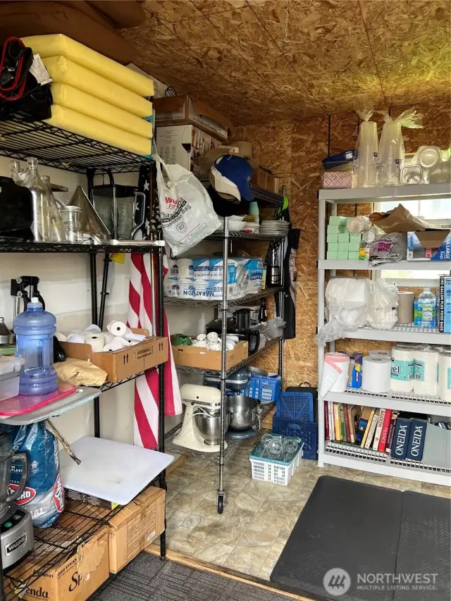 Inside the shed.