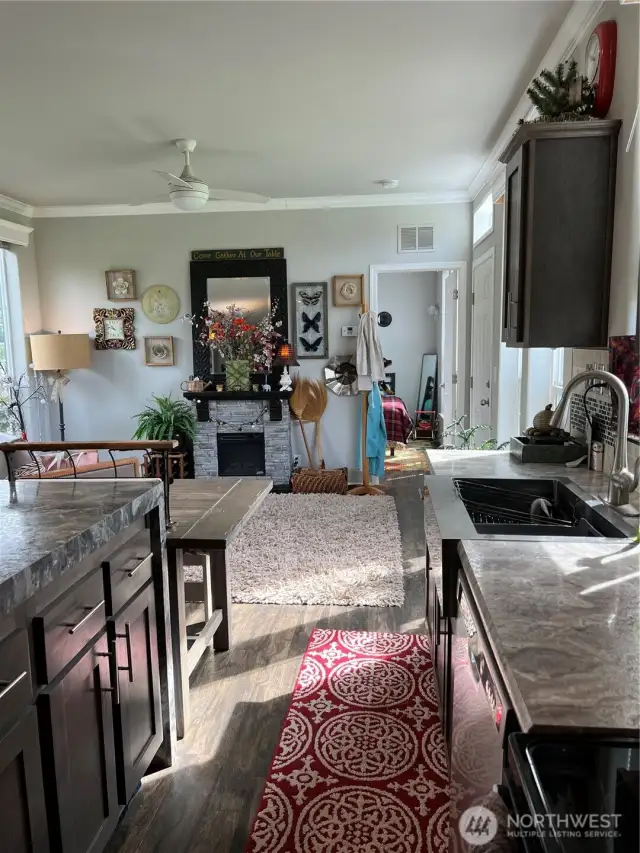 Including an island for home cooking prep.