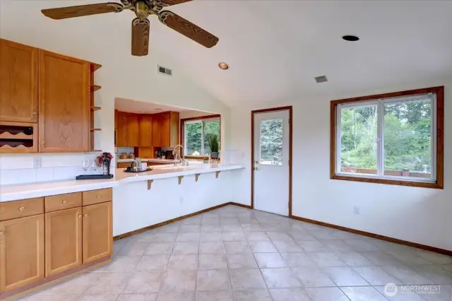 The casual bar area is a perfect spot for hanging out and the coffee/wine bar area provides even more storage & convenience