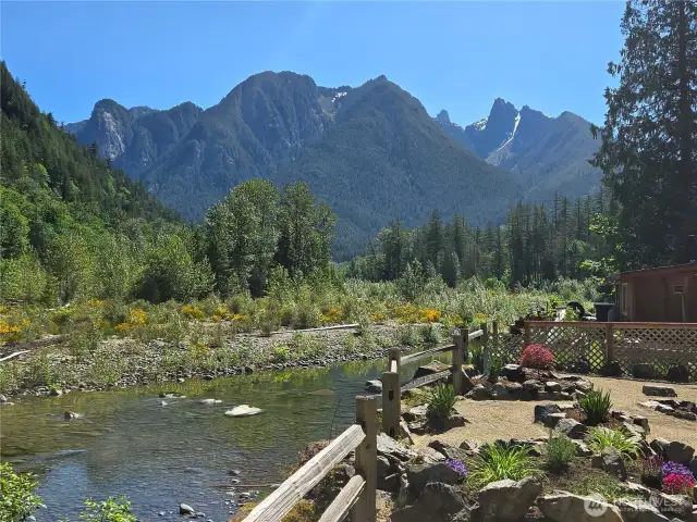 Majestic mountain and river views, plus a great swimming hole.